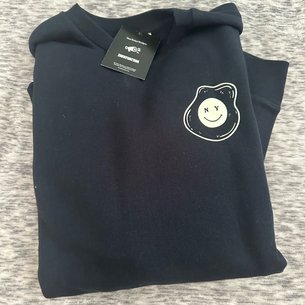 Black Sweatshirt with Smiley Face Patch